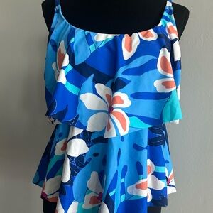Maxine of Hollywood Blue Floral Tankini top